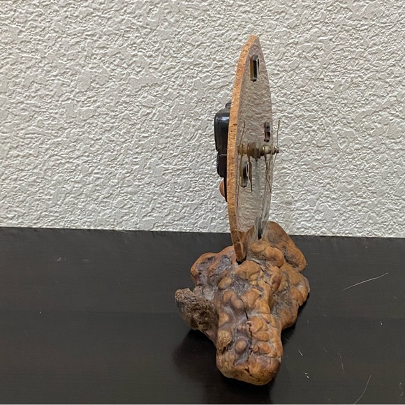 Vintage Agate Stone Decorative Agate Clock on Wood Base - Picture 8 of 14